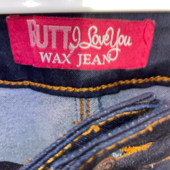 WAX Jeans BUTT I Love You blue denim Jean shorts size large - Picture 4 of 7